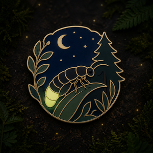 En gros, épingles de revers en émail souple personnalisées, badges lumineux en métal, motifs insectes de la forêt nocturne et vers lumineux, pour la conservation de la nature - Product Image 2