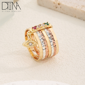 Anillo <span class=keywords><strong>de</strong></span> Siete Círculos con Ojo <span class=keywords><strong>de</strong></span> <span class=keywords><strong>Demonio</strong></span> Chapado en Oro <span class=keywords><strong>de</strong></span> Tres Colores <span class=keywords><strong>de</strong></span> Alta Calidad - Product Image 4