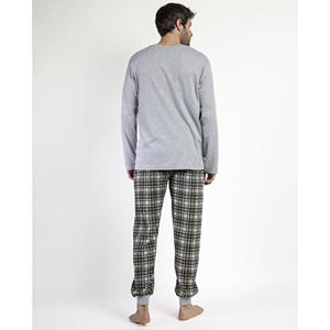 ADMAS Pyjama décontracté à imprimé manches longues pour hommes 100% tissu en coton Logo personnalisé 'Never Give Up' Style Taille XL Light pour la maison - Product Image 2