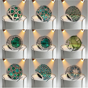 Bracelet DIY en argent 925 NPandoraer avec logo original, perles en verre vert Sirène, Dauphin, Étoile de mer, Tortue, boîte, perles tissées - Product Image 2