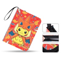 Album de cartes de jeu KW Fire Dragon personnalisé en cuir PU avec impression couleur intégrale, coins carrés, Pikachu, quatre compartiments, pliable