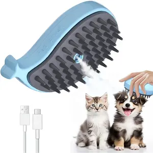 3 In 1 Self Cleaning Grooming Hair Whale Shape Pet Comb Steamy Self Cleansing Silicone Cat Steam Brush