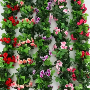 All'ingrosso fiore artificiale peonia fiore rattan decorazione del soffitto della parete di nozze fiori artificiali Rattan pianta di simulazione