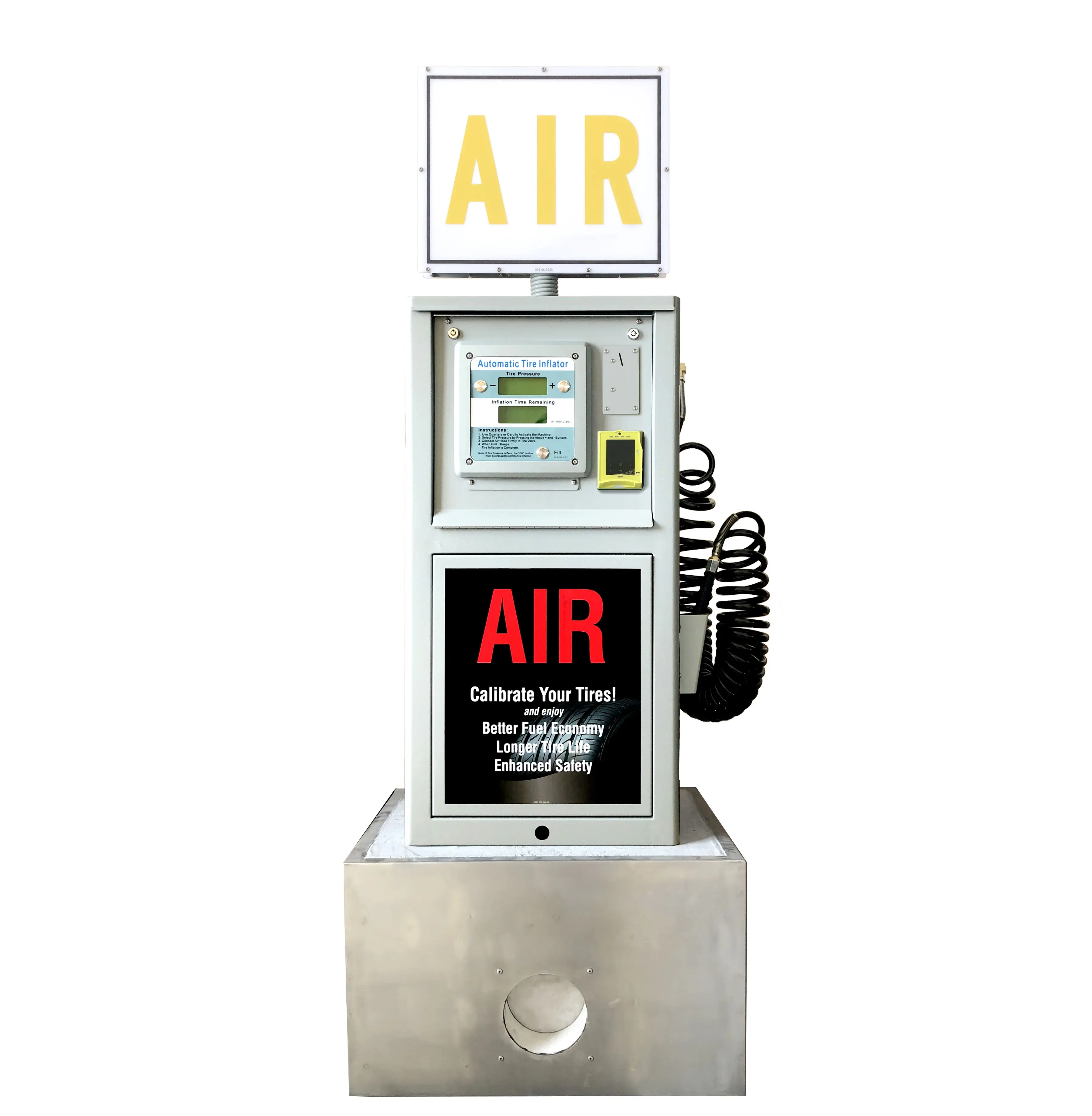 CE G5 hava şişirme kartı lastik şişirme hava kompresörleri tankı metal vücut hava makinesi için benzin istasyonu sikke işletilen lastik inflators