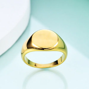 Anillo de acero inoxidable pulido de 12 mm, redondo, con acabado en oro de 18 quilates, forma geométrica, regalo de joyería para mujer - Product Image 4