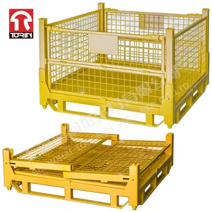 Torin LK01 Folding semi open metal cage wire mesh pallet container metal pallet