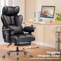 Fauteuil Ergonomique Relevable Grand Modèle en Cuir PU avec Repose-Pieds, Accoudoirs Réglables et Design Moderne à Pieds Coniques en Acier Inoxydable