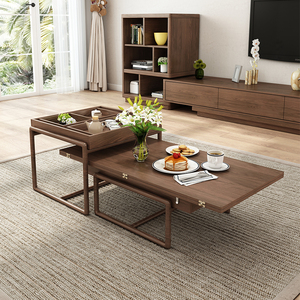 Tavolino da salotto pieghevole in legno <span class=keywords><strong>allungabile</strong></span> multifunzione regolabile in altezza - Product Image 1
