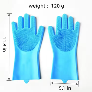Fabricante al por mayor (paquete de 2) Magic Silicone Body guantes de baño para mascotas para Animal Perfect Bathe Shampoo Dog & Cat Brush Guantes - Product Image 3