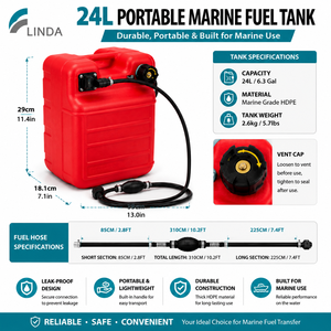 Bidon d'<span class=keywords><strong>essence</strong></span> pour <span class=keywords><strong>bateau</strong></span> LinDA 24L, anti-fuite, certifié CE EPA CARB, réservoir de carburant portable avec tuyau pour bateaux de pêche - Product Image 3