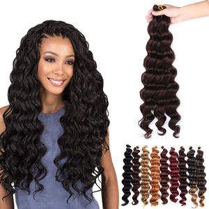 <span class=keywords><strong>20</strong></span> inç yumuşak kıvırcık örgü saç su dalga tığ saç siyah kadınlar için derin dalga örgü saç Boho örgüler için - Product Image 1