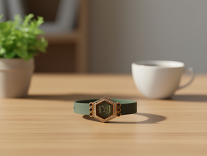 Smartwatch da Donna Hyf Fashion con Cassa Esagonale Placcata Oro, Cinturino in Pelle, Luminoso, Colori Misti - Product Image 2