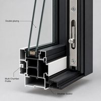Fenêtre à battant en aluminium haute résistance au vent avec volets, couleur et taille personnalisées, moderne, pour villa