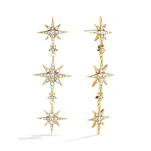 ต่างหูห้อยประดับพลอยเทียมรูป<span class=keywords><strong>ดาว</strong></span>และพระจันทร์ของผู้หญิงต่างหูเครื่องประดับแฟชั่นแบบแถบ zhex - Product Image 3