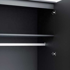 Melamine <strong>Wood</strong> Black High Gloss Laminate Bedroom Wardrobe <strong>Cupboard</strong> - Product Image 3
