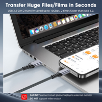 Kabel USB a ke USB C 3.2, Transfer Data kecepatan tinggi 10Gbps & 3A 60W kabel pengisian daya Cepat jalinan nilon keluaran baru