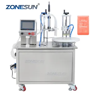 ZONESUN ZS-AFC6 로타리 자동 포켓 향수 미니 테스터 액체 비누 작은 병 캡 프레스 Monoblock 충전 캡핑 기계
