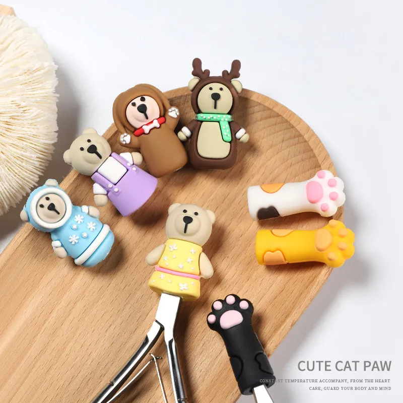 Pinzas de piel muerta, cubierta protectora para cutículas de uñas, tijeras de dibujos animados de animales, oso, uñas artísticas de gato, cubierta de pinza de silicona