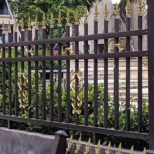 8 'x 5' noir décoré de pointes d'or décor de clôture en <span class=keywords><strong>fer</strong></span> <span class=keywords><strong>forgé</strong></span> découpé au <span class=keywords><strong>laser</strong></span> - Product Image 2