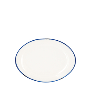 จานทรงรีแบน 15x11 ซม. สีขาวขอบน้ำเงิน - Product Image 1
