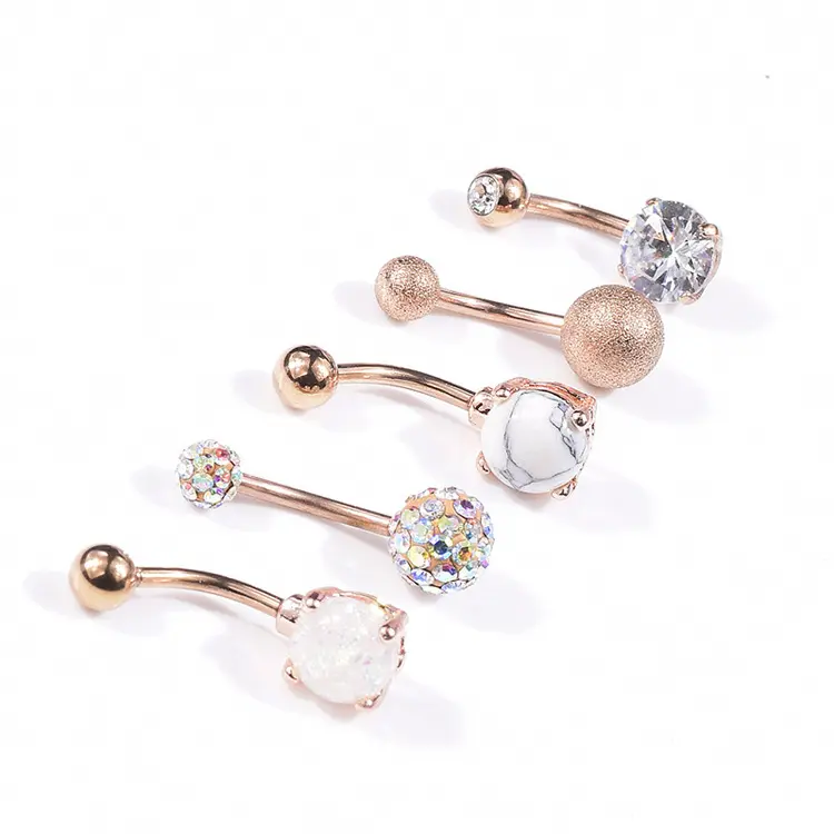 Anillos de acero quirúrgico 316L para mujeres y niñas, Piercing para el cuerpo, joyería para el ombligo