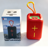 Haut-parleur sans fil portable mini F68 pour extérieur avec lumière LED RGB, subwoofer et fente pour carte TF
