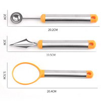 RVS 3-delige fruitballer lepelset, handmatig, voor watermeloen, cantaloupe, ijs, doe-het-zelf, voor feestdecoratie