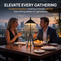 Lampe de table LED décorative d'extérieur pour bistrot, trépied métallique personnalisé en usine, variateur tactile 3 niveaux, fonctionne sur batterie 5200 mAh