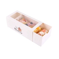 Boîte à dessert portable avec logo fait sur commande, tiroir carré de boîte à gâteau au fromage aux fruits en carton blanc de haute qualité avec fenêtre