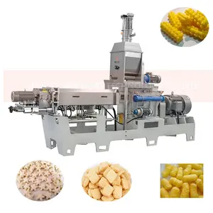 China Snacks Verarbeitung linie Puffed Food Extruder Maschine Puffing Corn Snack Doppels ch necken extruder