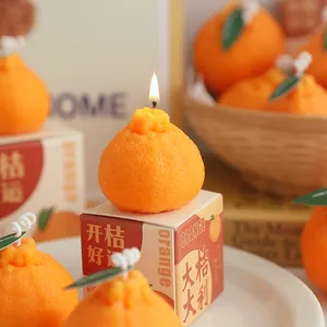 Offre Spéciale nouveauté moche orange fruit en forme d'aromathérapie bougie parfumée soja paraffine cire décoration d'anniversaire