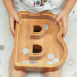 Boîte à monnaie en bois personnalisée OEM/ODM, organiseur de budget, boîte à monnaie en bois réutilisable avec design de lettres - Product Image 2