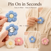 Accessoires de crochet : Broches de mode, fleurs en crochet faites main, appliques florales, bijoux, accessoires assortis pour fêtes et événements, vente en gros