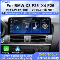 STWEI untuk BMW X3 F25 X4 F26 2011-2016 CIC NBT 12.3 Inci Snapdragon 6115 Radio Mobil Multimedia Pemutar Video Android 14 CarPlay 4G
