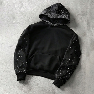 Sweat à capuche Streetwear pour homme, coupe ample, en coton mélangé, avec strass, entièrement personnalisable, style streetwear, pull à capuche avec strass - Product Image 2