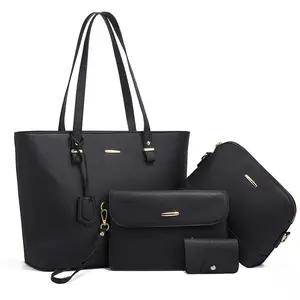 2023 Handbags 4 piece Set Women Bag Tote PU Leather Handbag and Purse Shoulder Bag From China