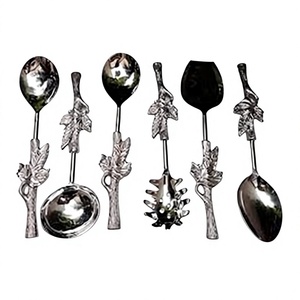 Ensembles de couverts en vrac faits à la main Meilleure vente en acier inoxydable Métal plaqué argent avec poignée en résine noire Designer - Product Image 6