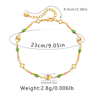 Chevillère de mode plaquée or 18 carats de qualité supérieure avec perles de cristal peintes à la main, bracelet de cheville réglable en cuivre pour l'été et la plage - Product Image 2