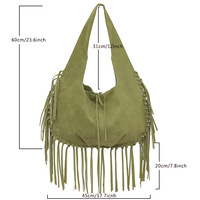 2025 nouvelle grande capacité gland sac à bandoulière en cuir suédé sacs fourre-tout avec franges Vintage femmes sacs à main