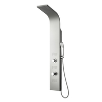 Panneau de douche de luxe haut de gamme avec commandes ON/OFF indépendantes, buse intégrée incurvée, sortie cascade et douchette rectangulaire