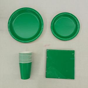 DAMAI - Juego de Vajilla Desechable de Papel Verde para Fiestas, Platos de Papel de 7 y 9 Pulgadas, Vasos y Servilletas - Product Image 2