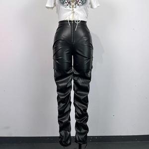 <span class=keywords><strong>Pantaloni</strong></span> in pelle sintetica svasati a vita alta da <span class=keywords><strong>donna</strong></span> <span class=keywords><strong>pantaloni</strong></span> Skinny traspiranti di nuovo Design Casual per l'ecopelle Sexy di alta qualità invernale - Product Image 1