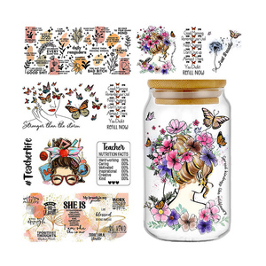 Adesivi UV DTF personalizzati per bicchieri da birra da 16 oz, tazze e tumbler, ideali per insegnanti - Vendita calda all'ingrosso - Product Image 4
