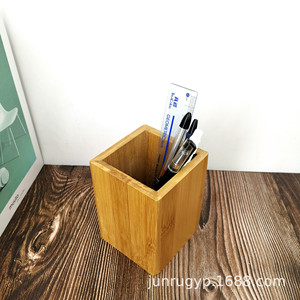 Portalápices de madera cuadrado de bambú, organizador de escritorio, caja de almacenamiento para estudiantes y oficinas - Product Image 2
