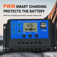 Controlador de Carga de Silicio Monocristalino PWM de 12V/24V 20A para Baterías de Plomo-Ácido y GEL con Pantalla LCD, Salida USB Dual y Montaje BIPV