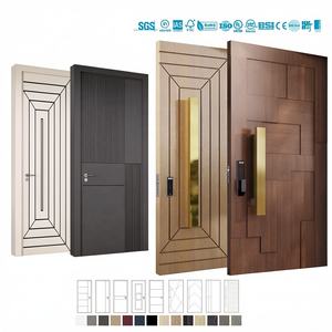 European <b>America</b> <b>Villa</b> Oak Walnut Solid Wood Anti-Theft Exterior Entrance Door for Apartment Use Modern Design - Product Image 4
