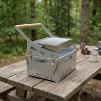 Portable 360 ° Barbecue rotatif au charbon de bois avec panier rotatif, barbecue de table pour le camping, les sorties en plein air et les aventures en extérieur