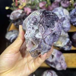 All'ingrosso natura di cristallo Fluorite teschi Druzy <span class=keywords><strong>con</strong></span> Sphelarite pietre curative <span class=keywords><strong>viola</strong></span> Fluorite teschi scolpiti per la decorazione - Product Image 5