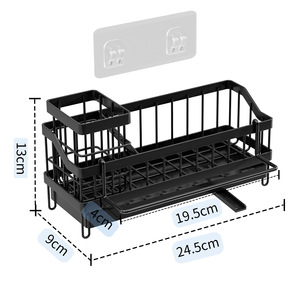 Cucina in acciaio al carbonio per lavare i piatti lavello spazzola di <span class=keywords><strong>scarico</strong></span> per pulizia cucina forniture di stoccaggio supporto con scanalatura di drenaggio - Product Image 4