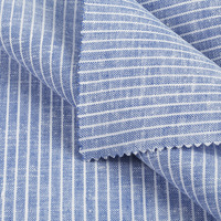 Tissu en stock rayé tissé teint en fil, 55 % lin 45 % coton, respirant, pour chemises formelles, décontractées, uniformes, homme, femme, enfant - Meilleure vente